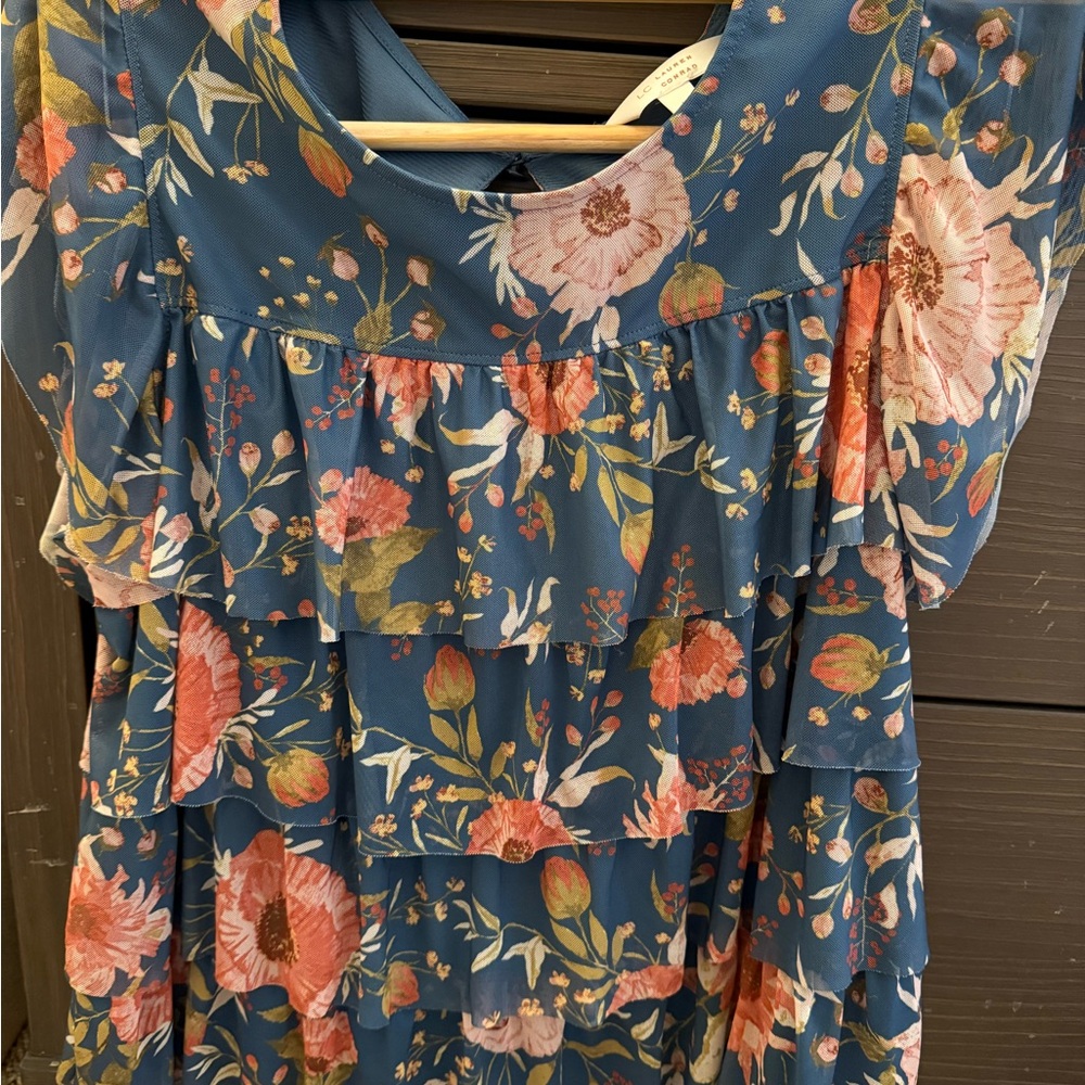 LC Lauren Conrad Blue Floral Dress